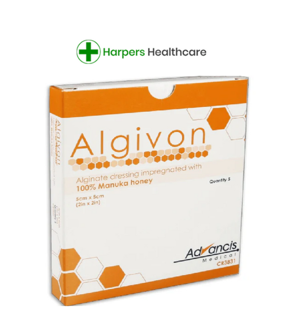 Algivon Manuka Honey Dressings 5 × 5cm - [1 Box Of 5 Dressings]