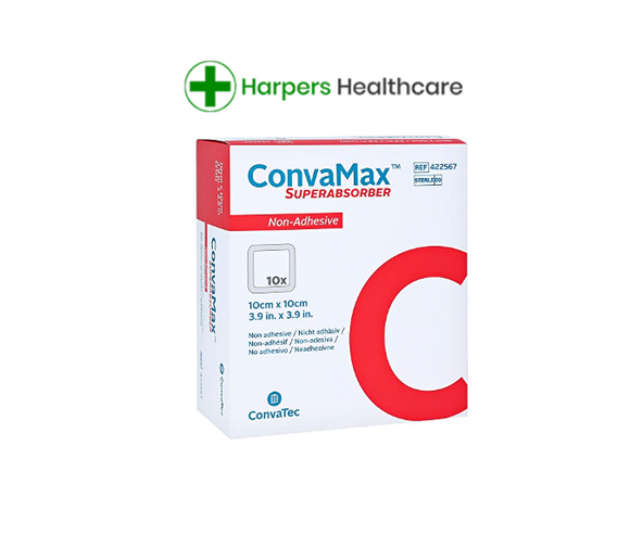CONVAMAX SUPERABSORBER DRESSING PADS 10 X 10CM - 1 BOX OF 10