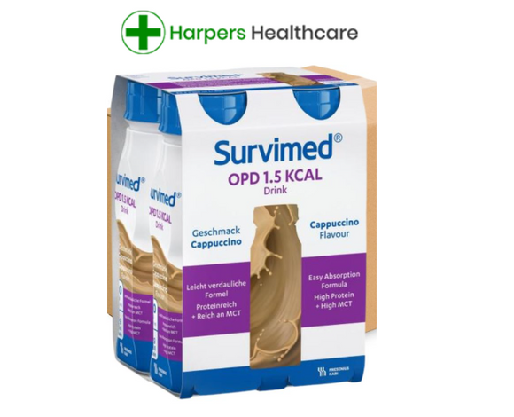 Survimed OPD 1.5kcal 4 x 200ml Bottles | Cappuccino | – Harpers Healthcare