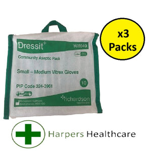 Dress-it Sterile Pack with S/M Gloves (Pack of 10) - [3 Packs]