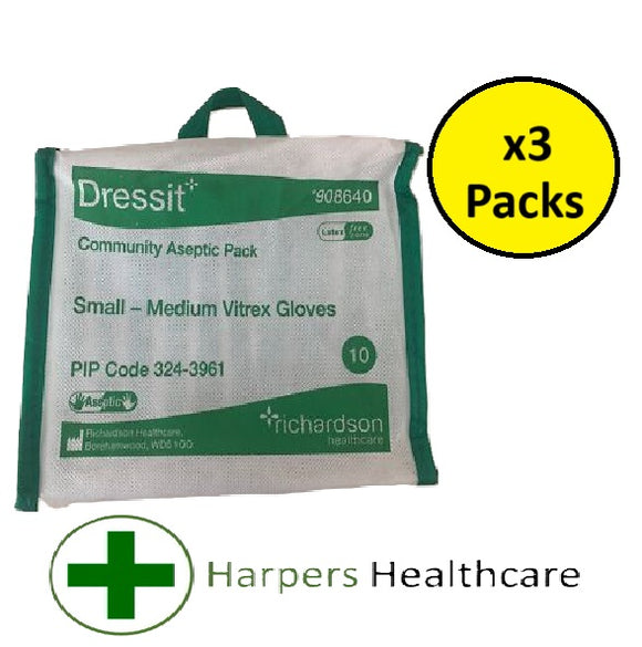 Dress-it Sterile Pack with S/M Gloves (Pack of 10) - [3 Packs]