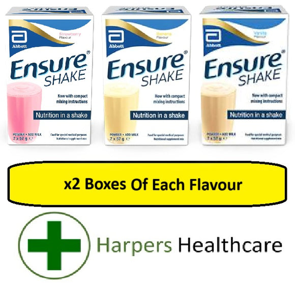 Ensure Shakes 7x57g - 2 Packs Each Of Vanilla, Strawberry & Banana