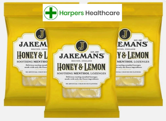 Jakemans Honey & Lemon Lozenges Throat/Chest Sweets (160g Bag) - [3 Bags]