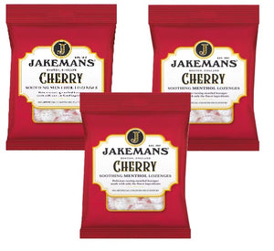 Jakemans Cherry Menthol Lozenges Throat/Chest Sweets (160g Bag) - [3 Bags]