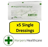 Mepore Film & Pad Absorbent Dressings (5 Single Dressings) - [Choose Your Size]