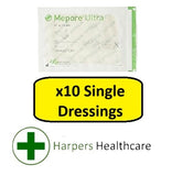 Mepore Ultra Absorbent Shower Proof Adhesive Dressings (10 Single Dressings) - [Choose Your Size]
