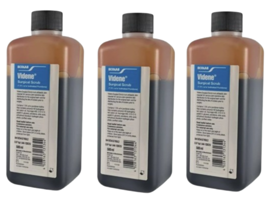 Videne Surgical Scrub 7.5%-Povidone Iodine- 3x500ml - FREE P&P