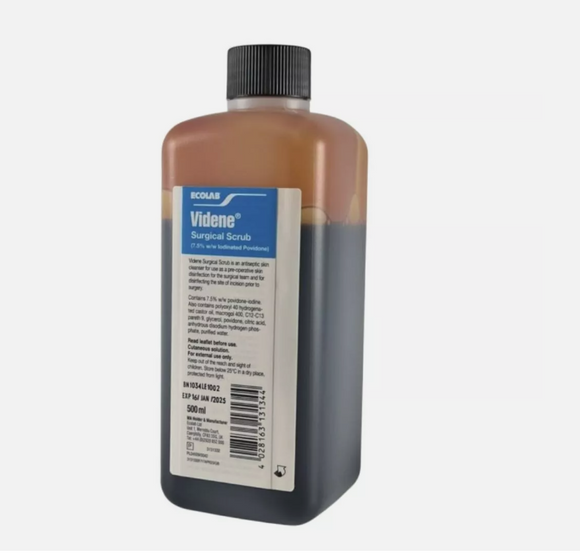 Videne Surgical Scrub 7.5%-Povidone Iodine- 500ml- FREE P&P