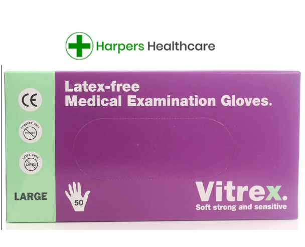 Vitrex Latex Free Gloves | Large | Pack Of 50 | – Harpers Healthcare