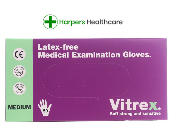 Vitrex Latex Free Gloves | Medium | 2 Packs Of 50 | – Harpers Healthcare