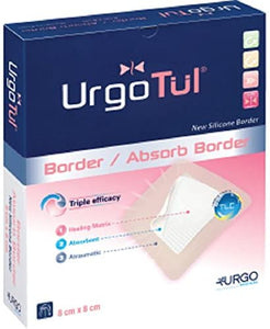 UrgoTul Absorb Border Square Dressing, 8 x 8 cm