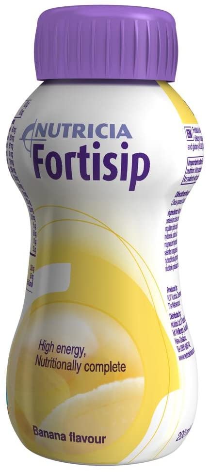 24x Fortisip Banana High Energy Milkshake Supplement 200ml Bottle