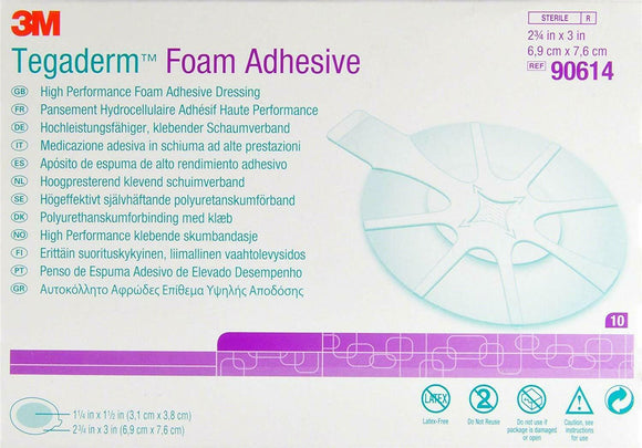 10 x Tegaderm Foam Adhesive Dressings 6.9cm x 7.6cm (1 box of 10)