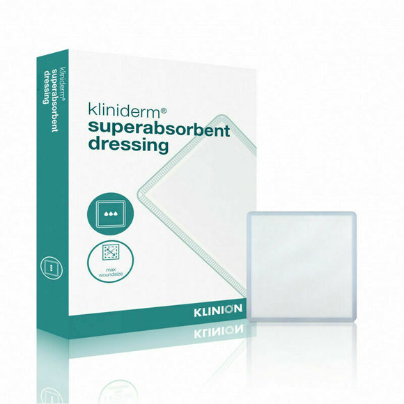 2 x Kliniderm Superabsorbent Dressings 20cm x 20cm (2 Packs of 15)