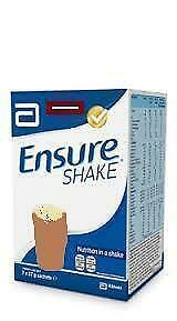 Ensure Shakes Chocolate Flavour Powder. 3 boxes of 7 (21x57g Sachets) - FREE P&P