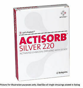 2 x Actisorb Silver220 Charcoal Dressings 10.5cm x 10.5cm MAS105 (2 Packs of 10)