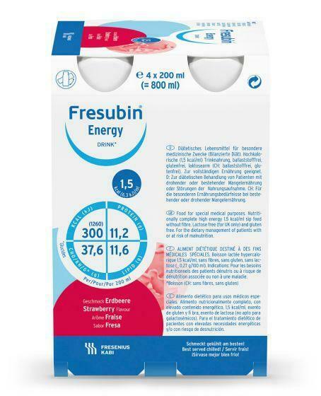 24 x Fresubin Energy 1.5kcal/ml Strawberry Flavour 200ml (6 x 4 x 200ml) - NEW
