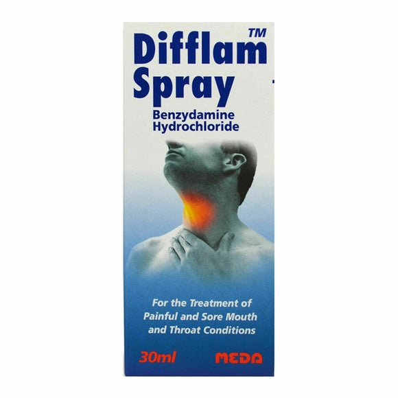 2 x Difflam Benzydamine Sore Throat Spray - (2 packs of 30ml) - New stock-