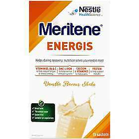 Meritene Energis Vanilla Shake - 15 sachets of 30g - New Stock - Free P&P
