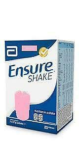 Ensure Shakes Strawberry Powder. 3 boxes of 7. (21 x 57g Sachets) - FREE P&P