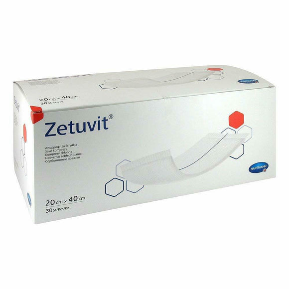 2 x Zetuvit Non-Sterile Absorbent Compresses 20 x 40 cm (2 Packs of 30)