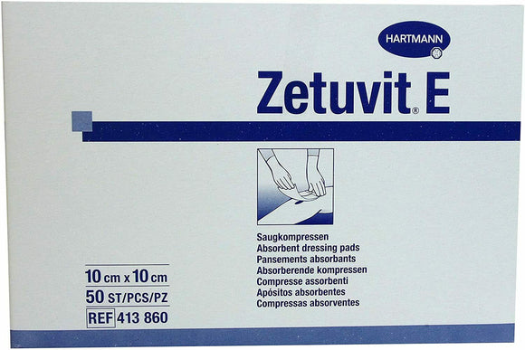 2 x Zetuvit Non-Sterile Absorbent Compresses 10cm x 10 cm (2 Packs of 50) - NEW