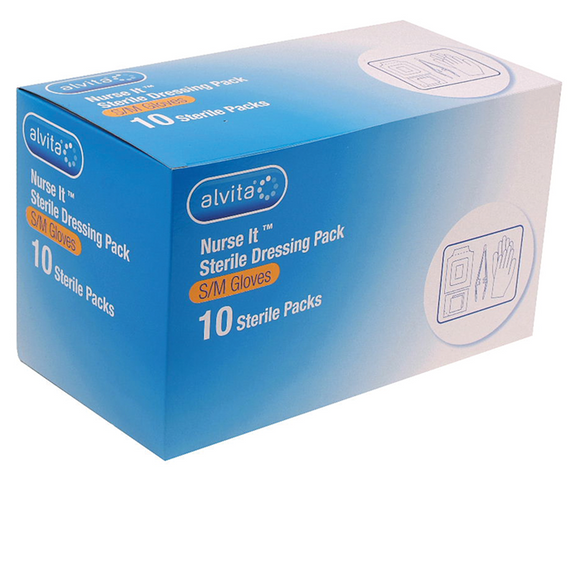 2 x Alvita Nurse It sterile dressing pack S/M (2 boxes of 10)