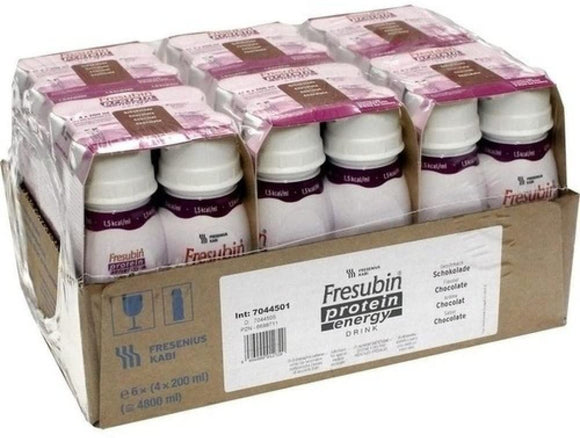 Fresenius Kabi FRESUBIN Energy Protein Drink Chocolate Drink Bottle 6 x 4 x 200 ml Pack of 1 x 12 lb)