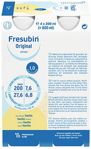 Fresenius Kabi FRESUBIN Original Drink Vanilla Drink Bottle, 4 x 200 ml Pack of 1 x 1 Kg
