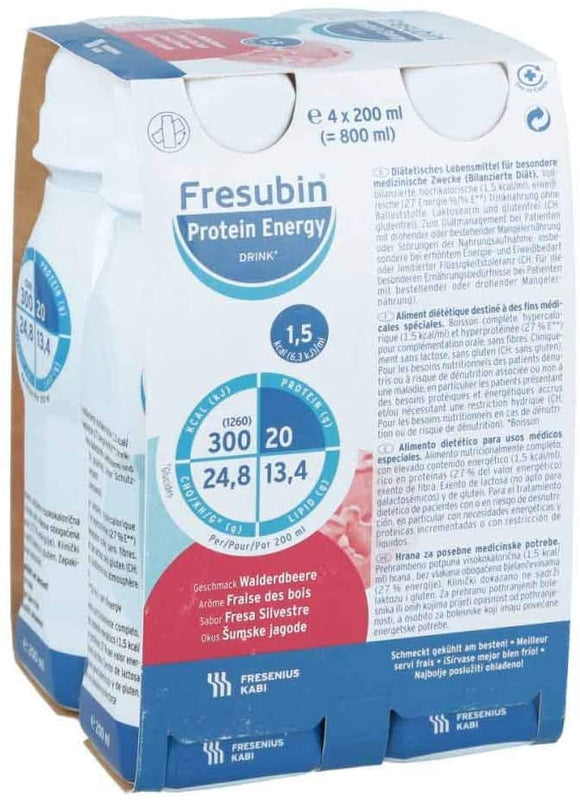 Fresenius Kabi FRESUBIN Protein Energy Drink Wood Erdbe Drinking Bottle 4 x 200ml Pack of 1 x 1 Kg