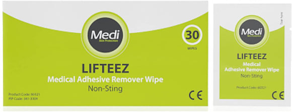 Medi Lifteez Non-Sting Medical Adhesive Remover Wipes, 30-Piece