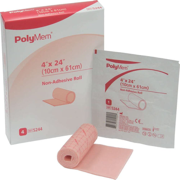 PolyMem Non-Adhesive Wound Dressing, Sterile, Foam, 4 X 24 Roll, 5244 (Box of 4) by Ferris