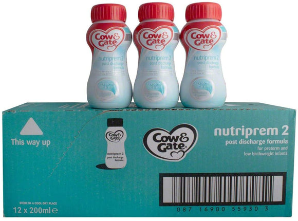 Cow and Gate Nutriprem 2, Ready to Use Baby Milk, 200ml, Pack of 12