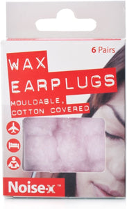 Noise-X Earplugs Wax Cotton 6Pr