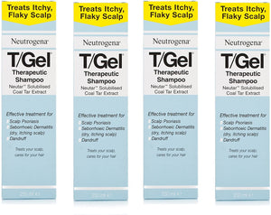 4 x 250mL Neutrogena T/Gel Therapeutic Shampoo TREATS ITCH FLAKY SCALP