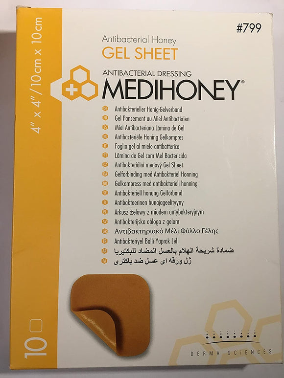 Medihoney Antibacterial Gel Sheet Manuka Honey Wound Dessing 10 sheets 10 x 10cm